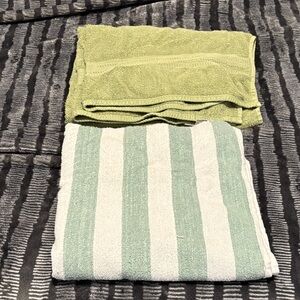Green and White Striped Towels